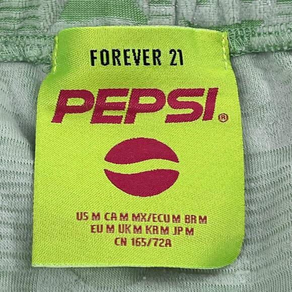 Forever 21 Green Pepsi Stretch Drawstring Pull On Pockets Terry Summer Skirt MED - Picture 7 of 10